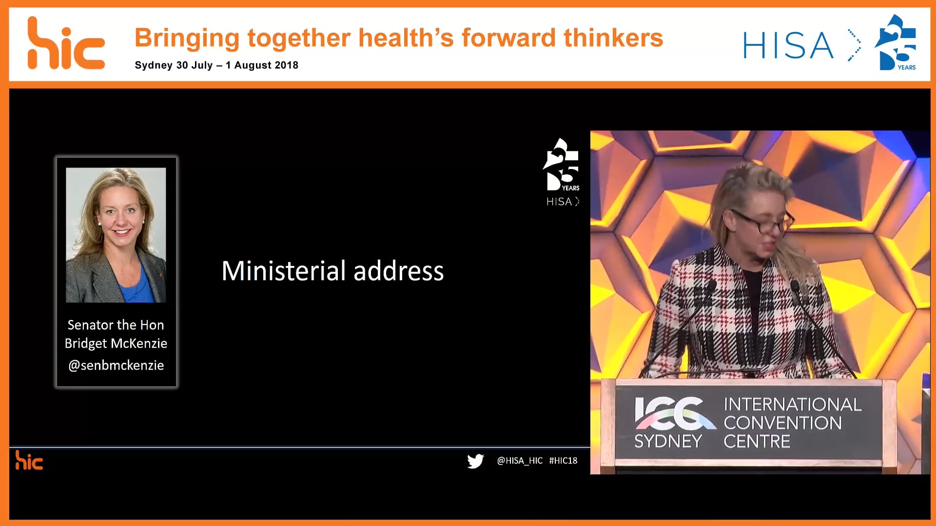 Ministerial address Senator the Hon Bridget McKenzie Deputy Leader of The Nationals, Minister for Rural Health, Parliament of Australia