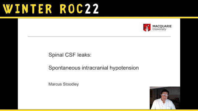 CSF leaks Prof Marcus Stoodley