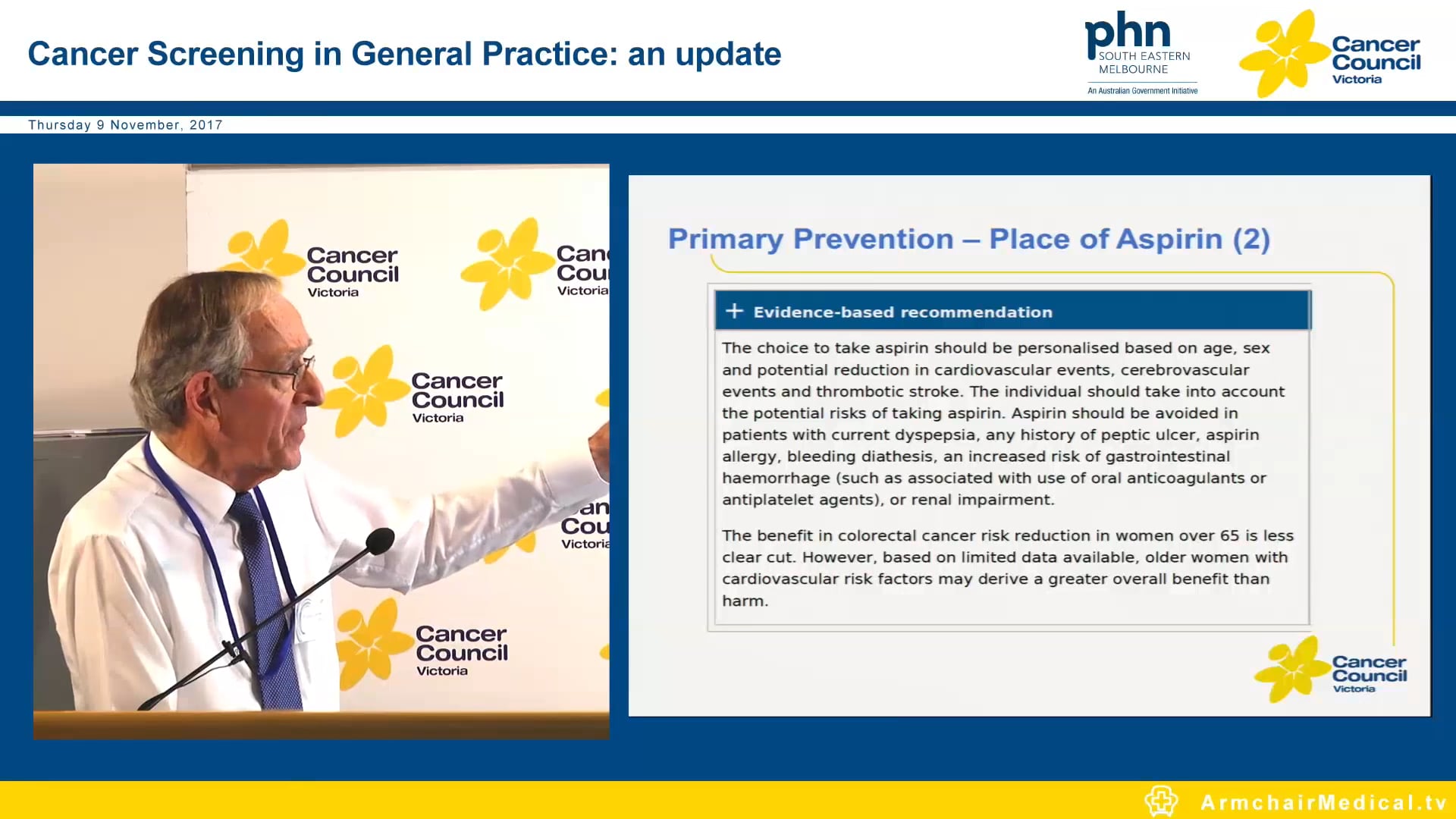 The new NHMRC clinical guidelines for colorectal cancer Implications for GPs Prof James St John