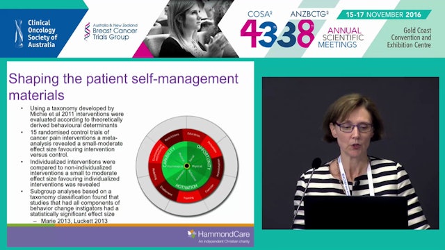Cancer pain self management implementation of the evidence Prof Melanie Lovell