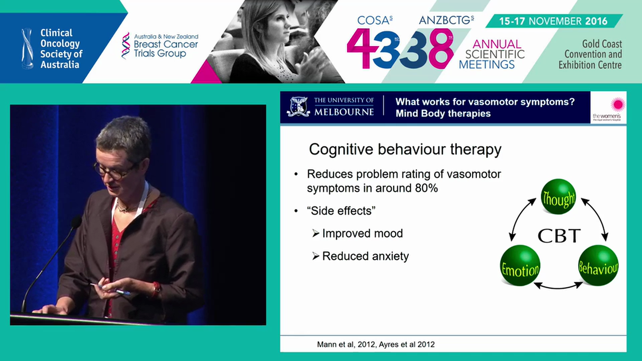 Managing menopausal symptoms and sleep disturbance after breast cancer Prof Martha Hickey