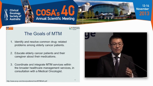 Medicine matters in the older cancer patient Drug interactions and toxicities Alexandre Chan