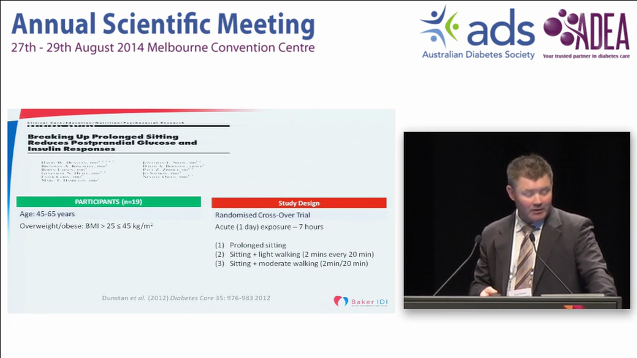 Reducing and breaking up sedentary time as a potential management tool for patients with type 2 diabetes David Dunstan