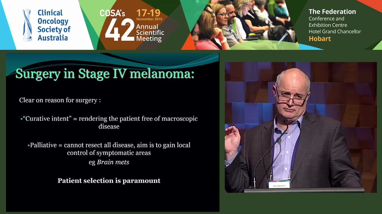 David Speakman Surgery and Stage IV Melanoma