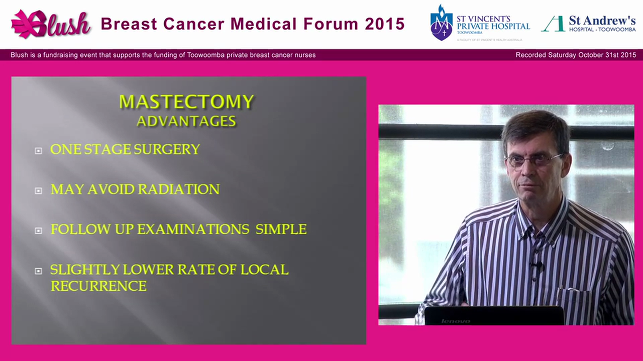 Surgical Management Michael Egerton - Conservative Surgery Tim Porter - Mastectomy Eric Donaldson - Sentinel Node Studies and surgery for recurrent disease
