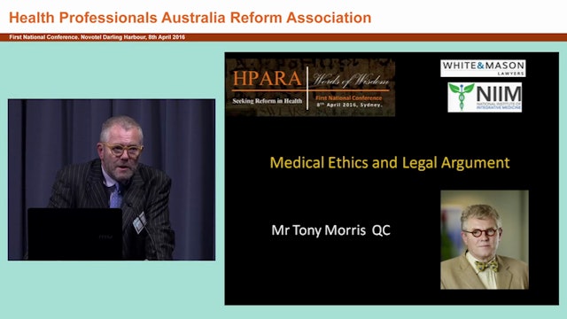 Medical ethics Legal argument Tony Morris