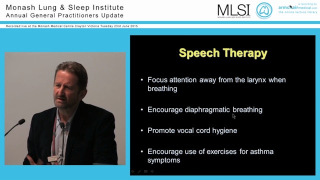 Severe asthma and vocal cord dysfunction Prof Phil Bardin