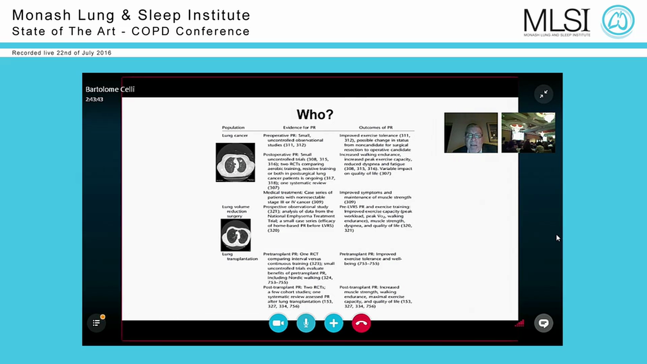 COPD Alternative and New Therapies Prof Bartolome Celli (via Skype)