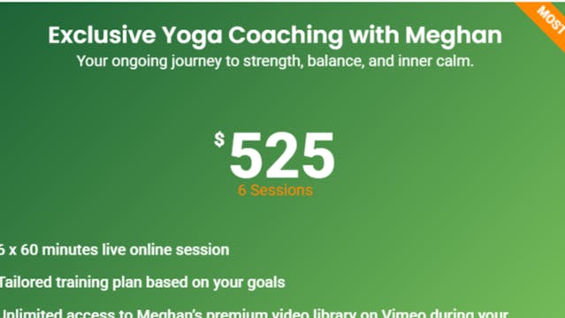 Six qty. 60-minute live online yoga consultations