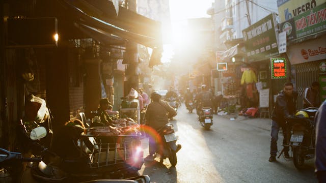Hanoi Old Quarter at Dusk in Vietnam ...