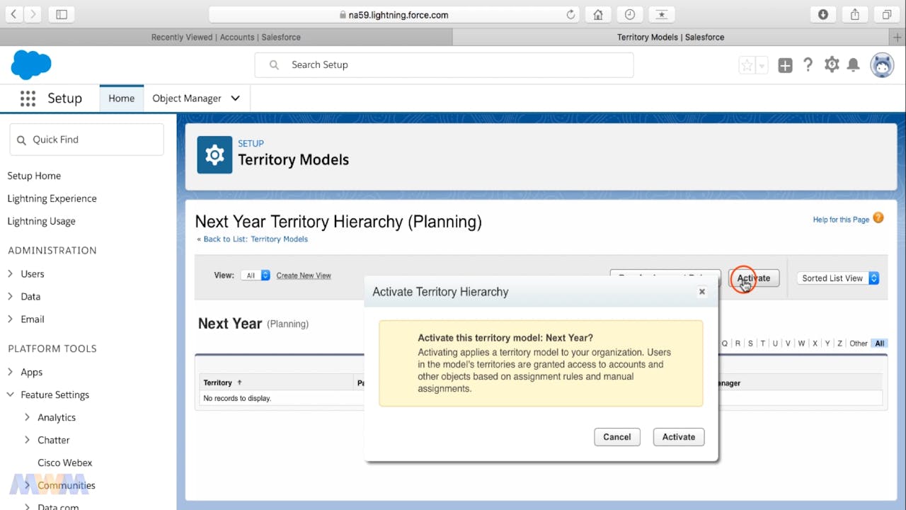 Activating a Territory Model - Salesforce Certified Sns-Brigh10
