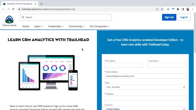 Signing Up for a Free CRM Analytics-enabled Developer Edition Org