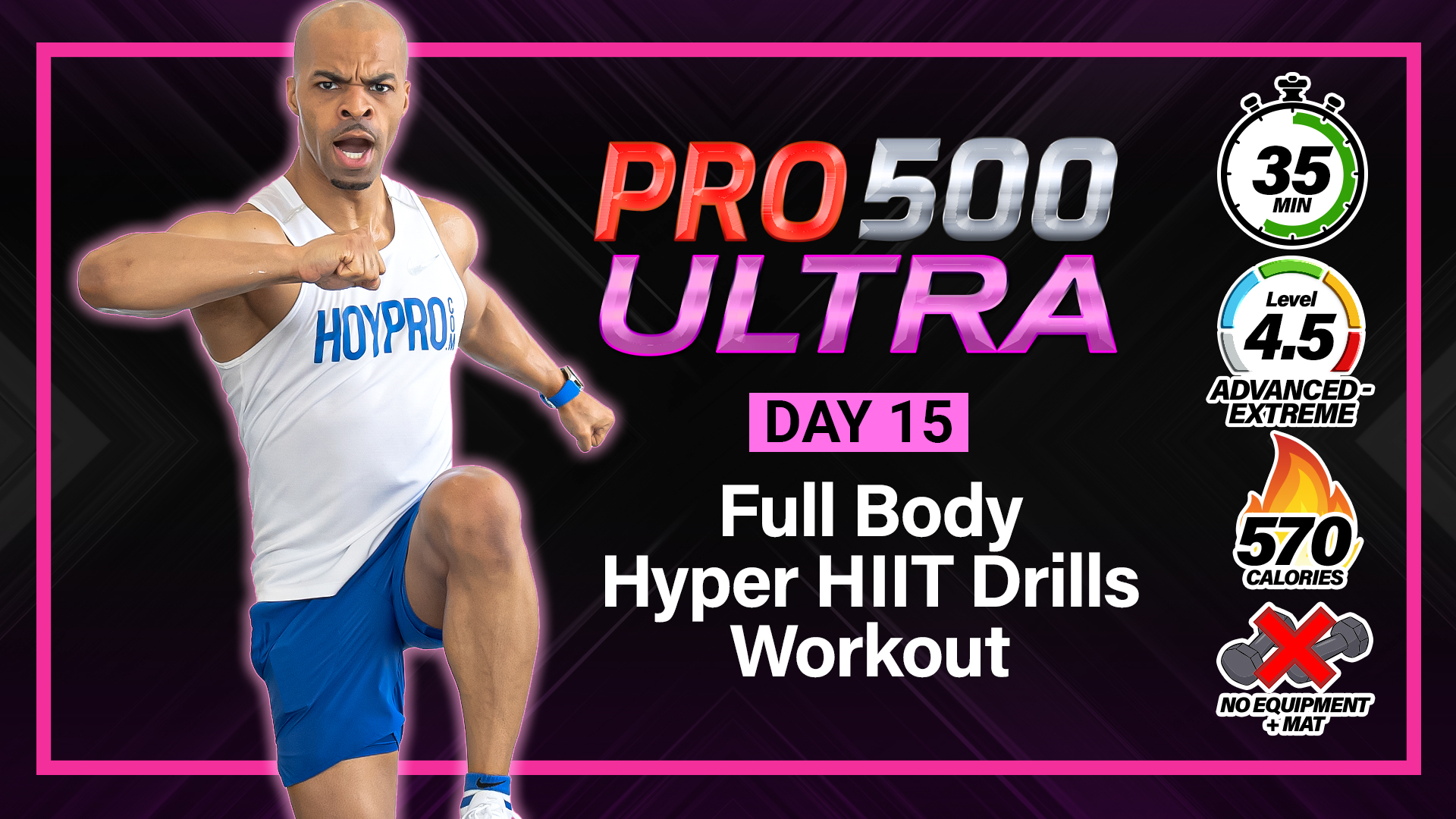 35 Minute Full Body Hyper Cardio HIIT Drills ULTRA 15 No