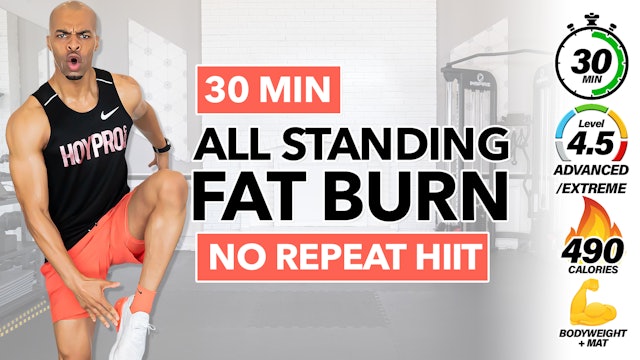 30 Minute INTENSE All Standing Non-Stop HIIT Sweat Fest