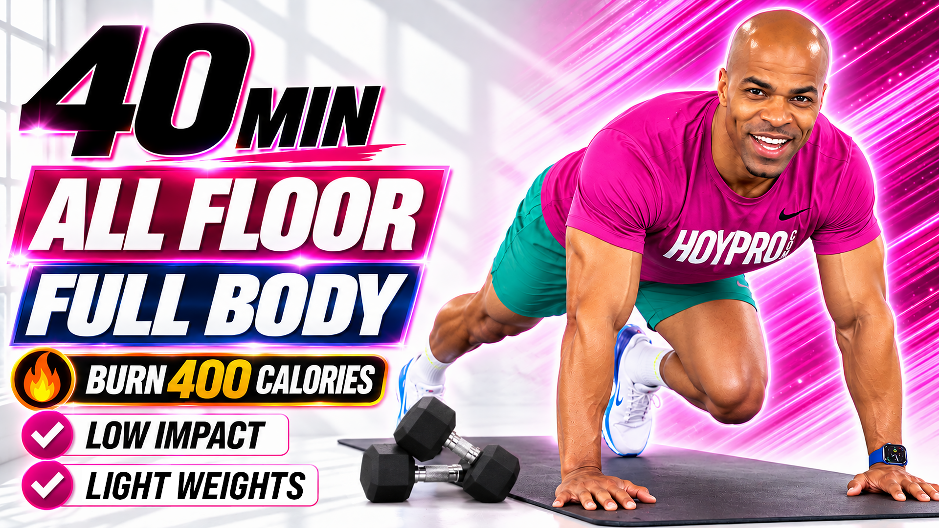 40 Minute ALL FLOOR Full Body Dumbbells Workout