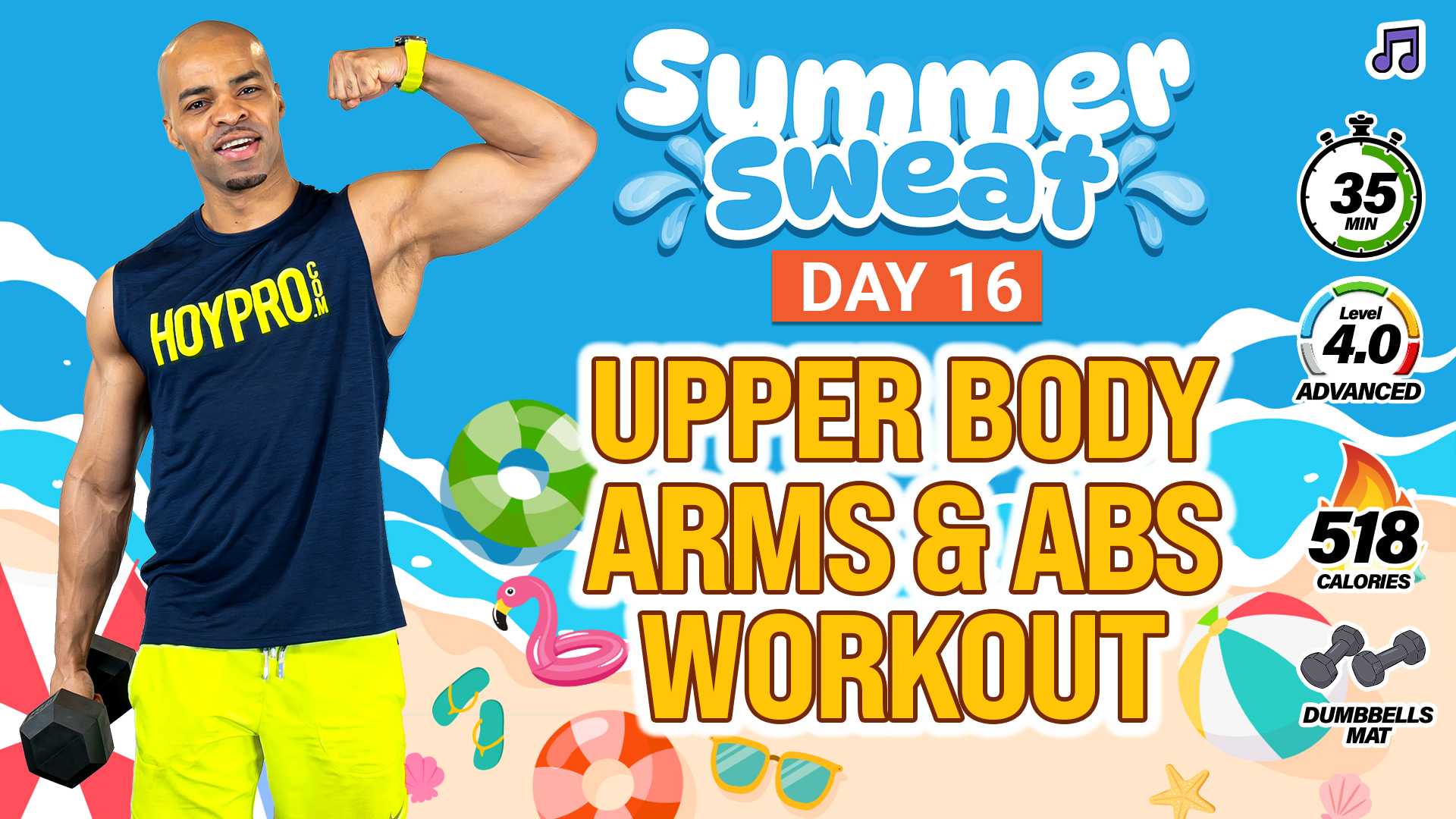 35 Minute Arms & Abs Upper Body Workout - Summer Sweat #16 (Music)