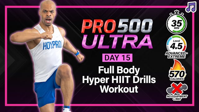 35 Minute Full Body Hyper Cardio HIIT Drills -  ULTRA #15 (Music)