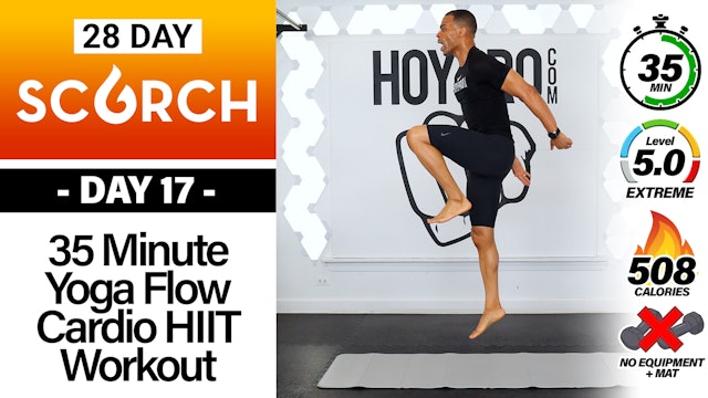 35 Minute Fat Burning Yoga HIIT Cardio Workout - SCORCH #17