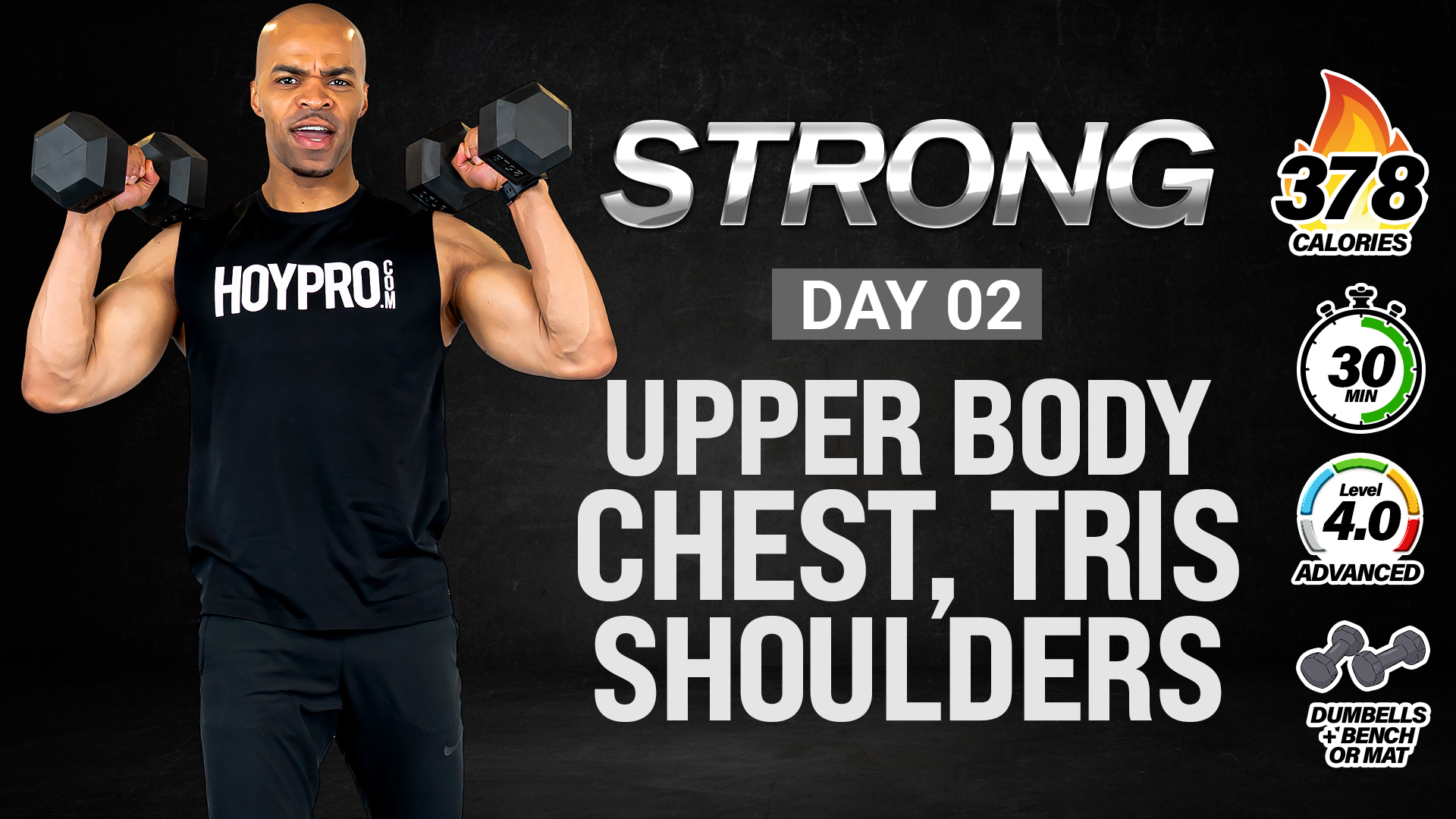 30 Minute Upper Body Chest, Shoulders, Triceps and Back - STRONG #002