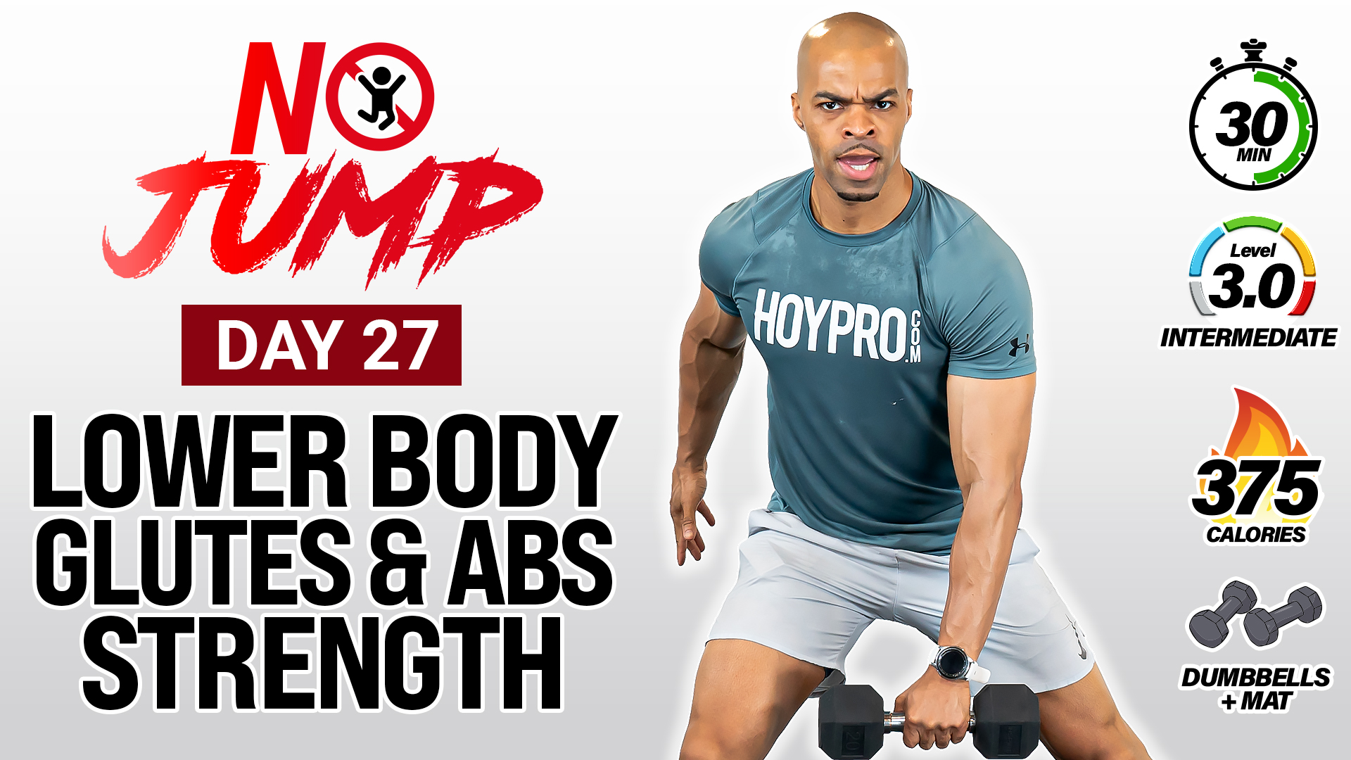 30 Minute Glutes & Abs Strength Workout - NO JUMP #27