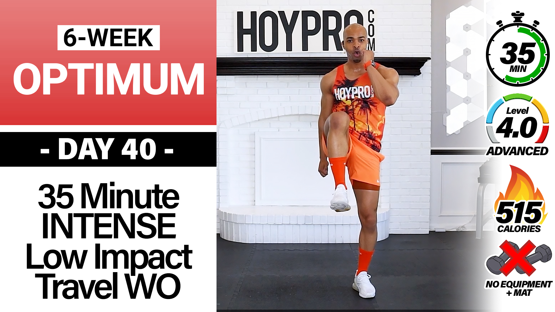 35 Minute INTENSE Low Impact Travel Workout (No Equipment) - OPTIMUM 40