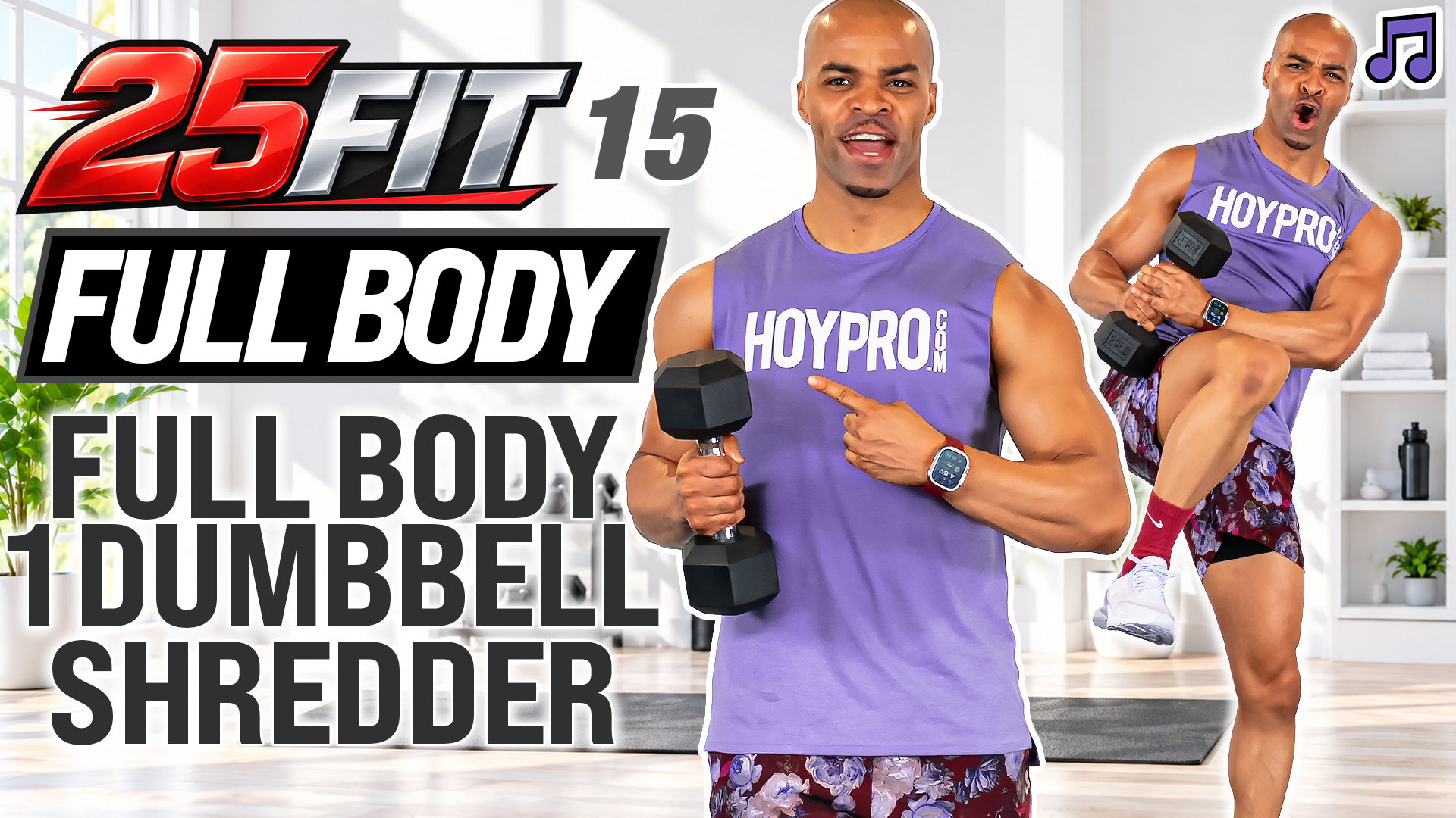 25 Minute One Dumbbell Full Body Fat Burning HIIT - 25FIT #015 (Music)