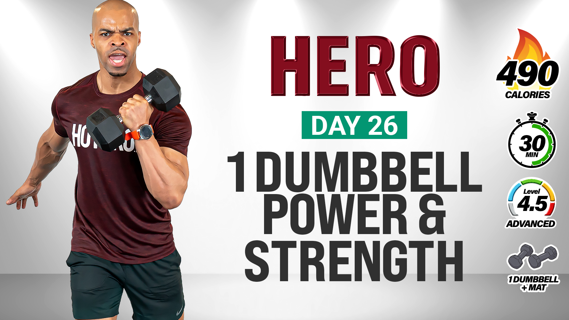 30 Minute One Dumbbell Power & Strength Workout - HERO #026