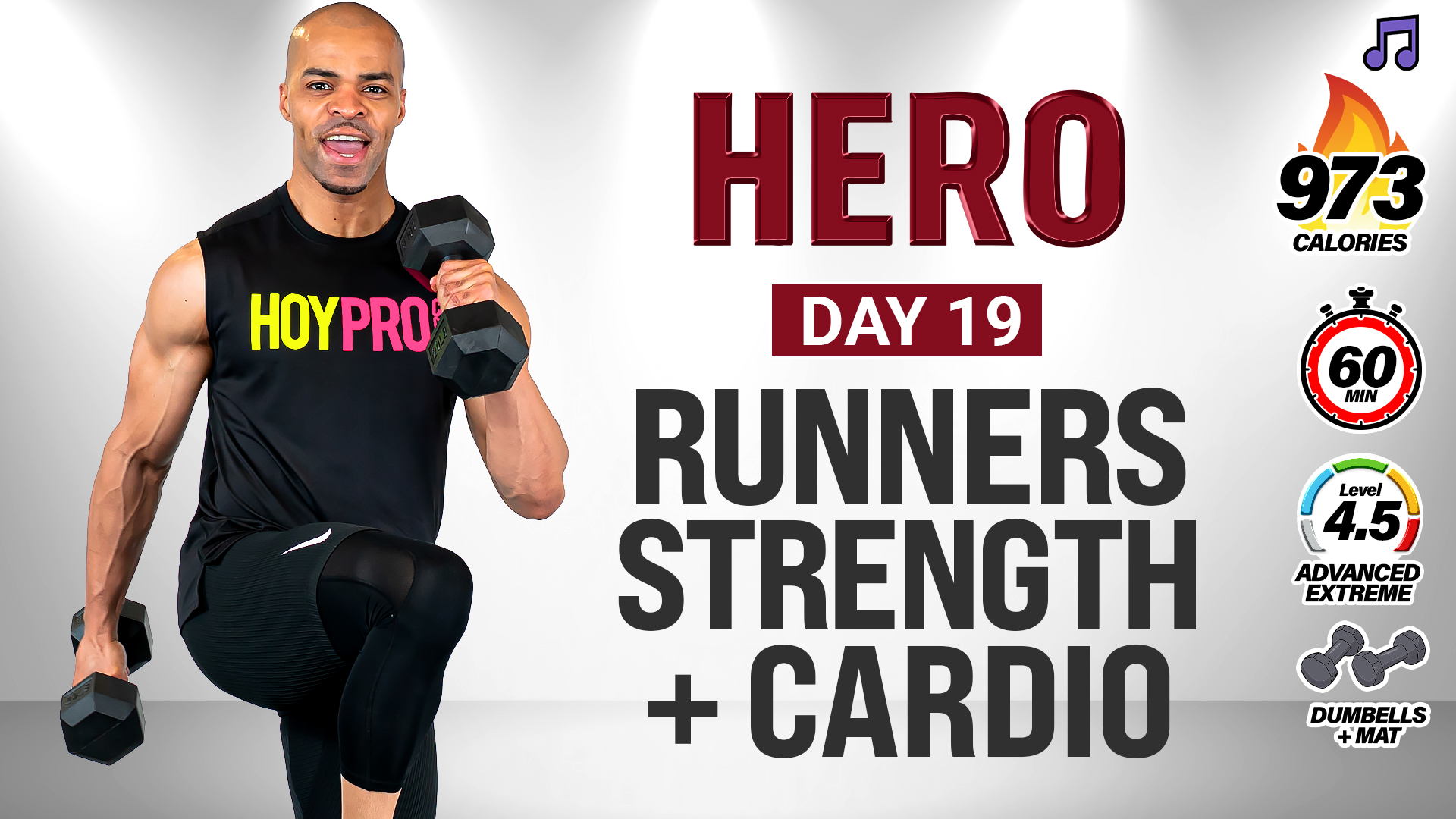 60 Minute Strength, Conditioning & Power Workout for Runners - HERO #019 (Music)