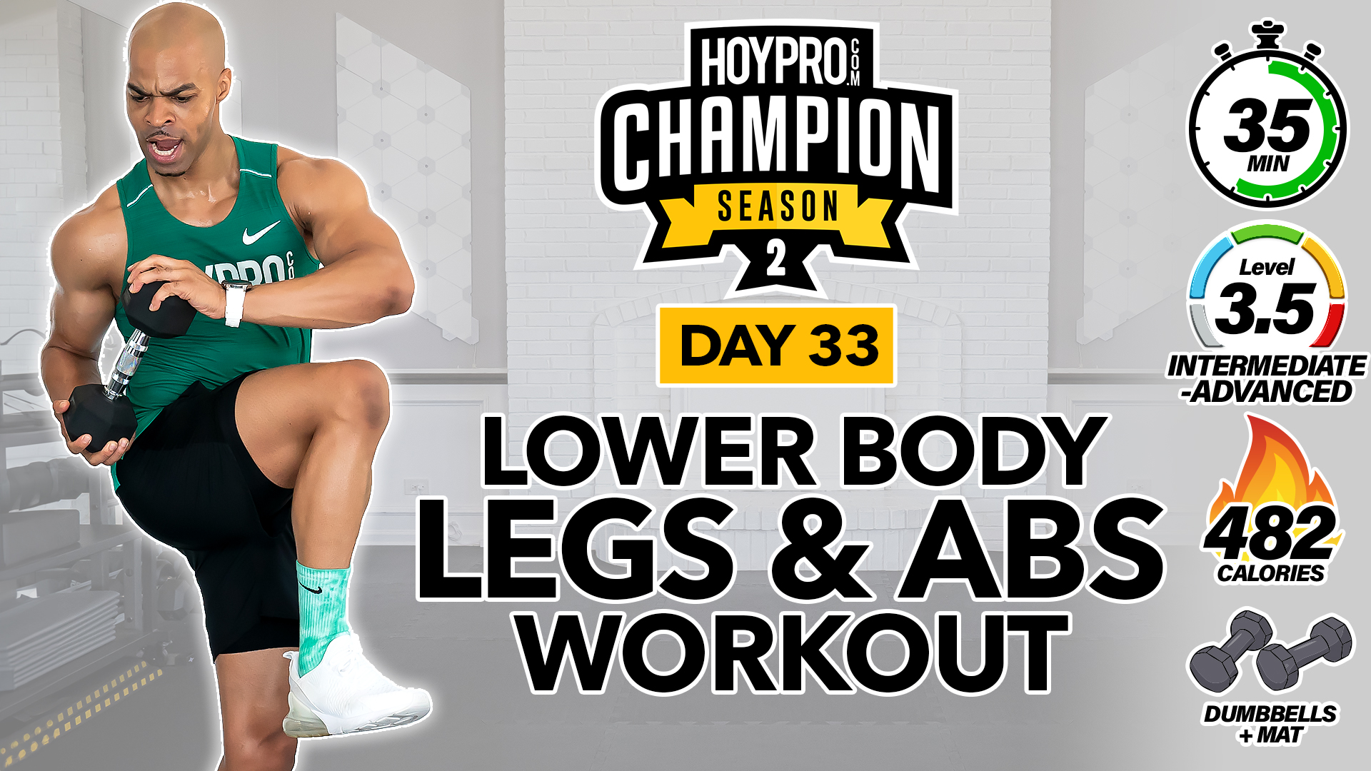 35 Minute Legs & Abs Lower Body Workout - CHAMPION S2 #33
