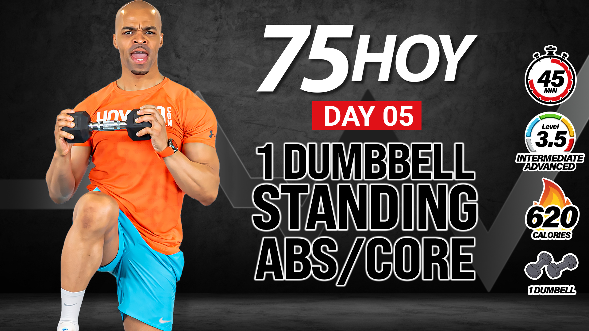 45 Minute One Dumbbell Standing Abs Workout - 75 HOY #05