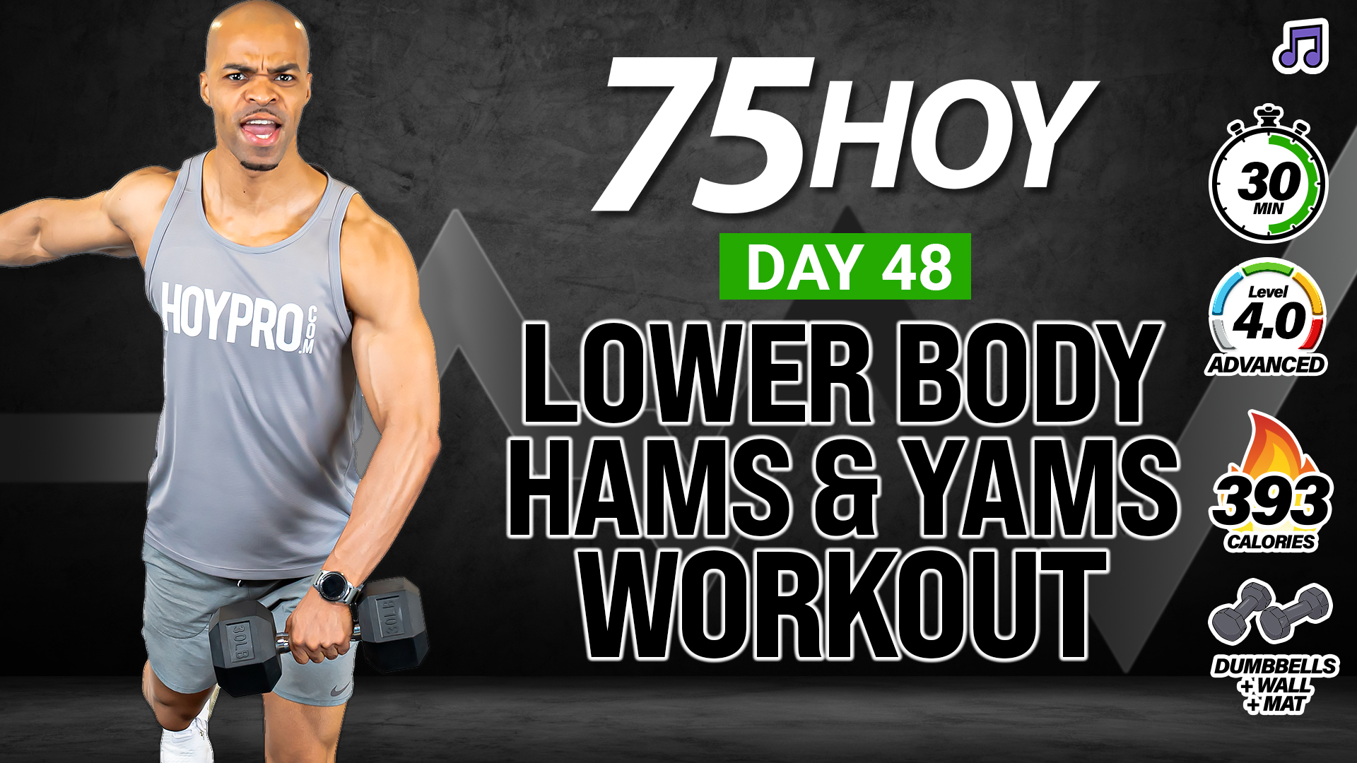 30 Minute Hams & Yams Lower Body Workout - 75 HOY #48 (Music)