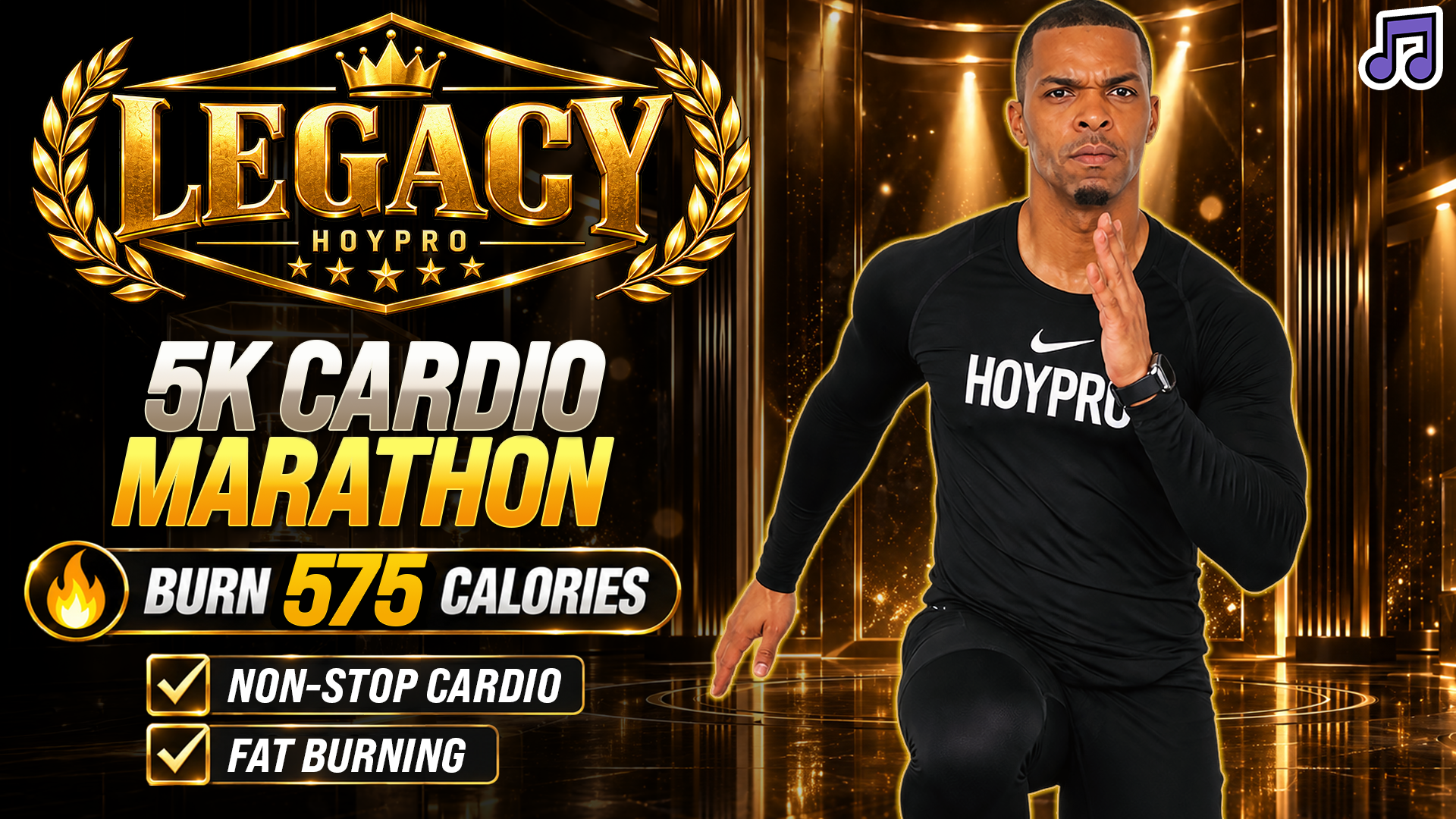 35 Minute Indoor 5K Running Marathon (Non-Stop Cardio) - LEGACY