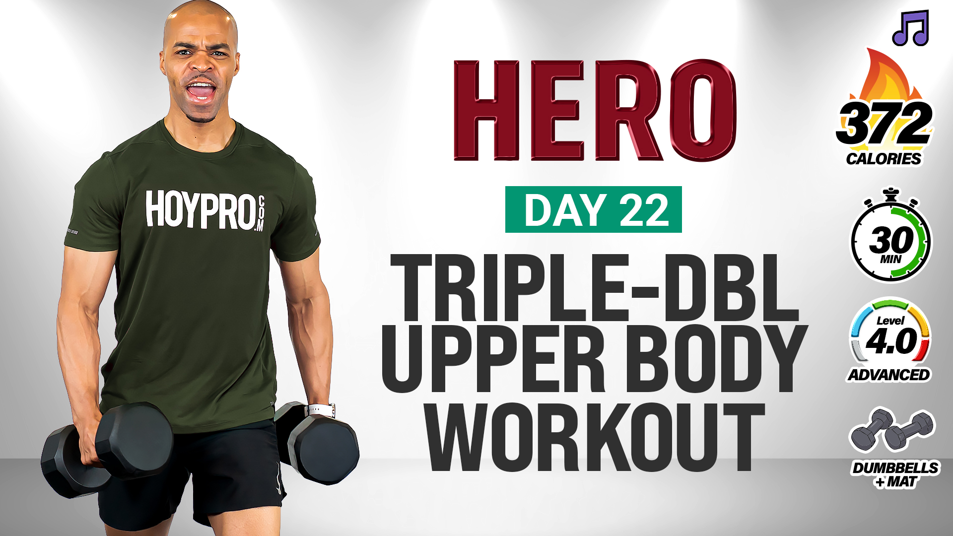 30 Minute Triple-Double Time Arms + Abs - HERO #022 (Music)