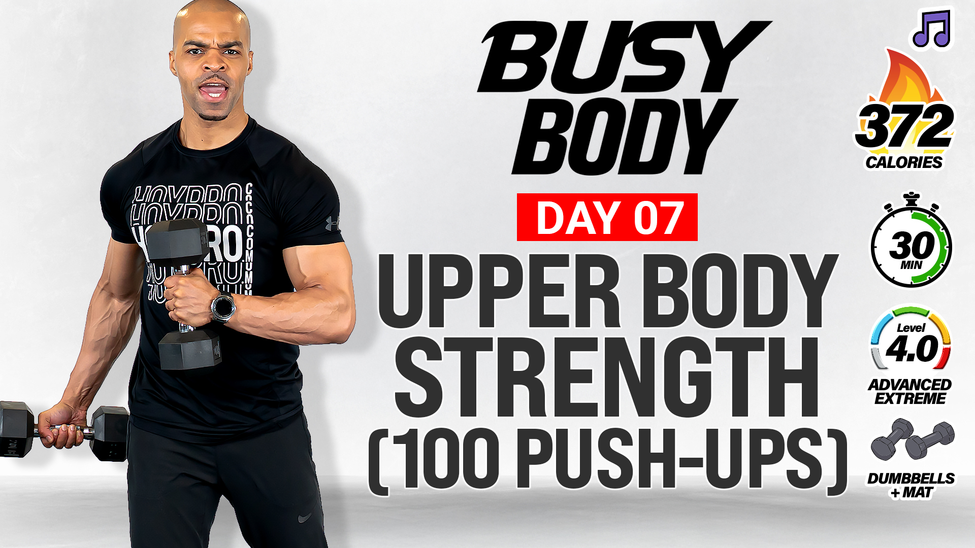 30 Minute Upper Body Push & Pull (100 Push-Ups) - BUSY BODY #07