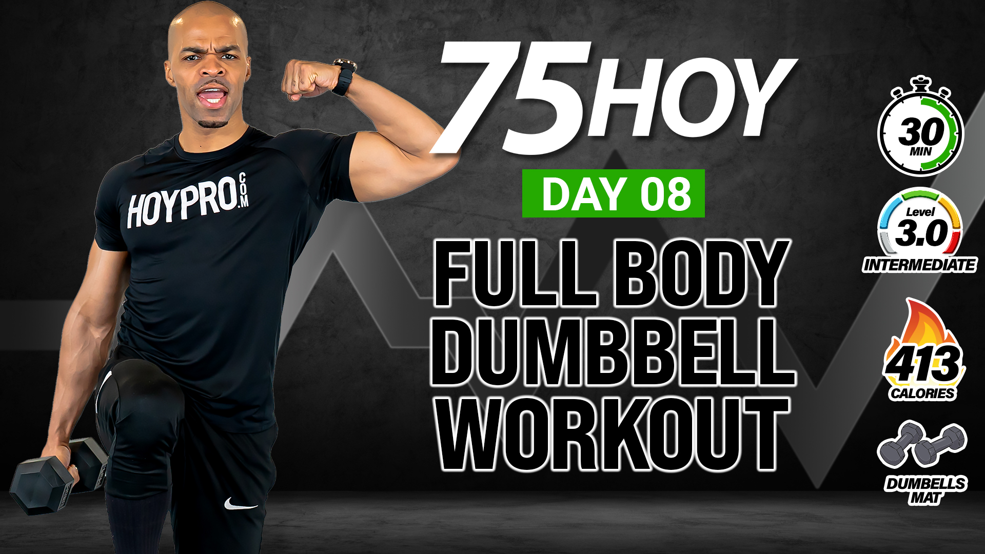 30 Minute Full Body Dumbbell PUMP (No Jumping) - 75 HOY #08