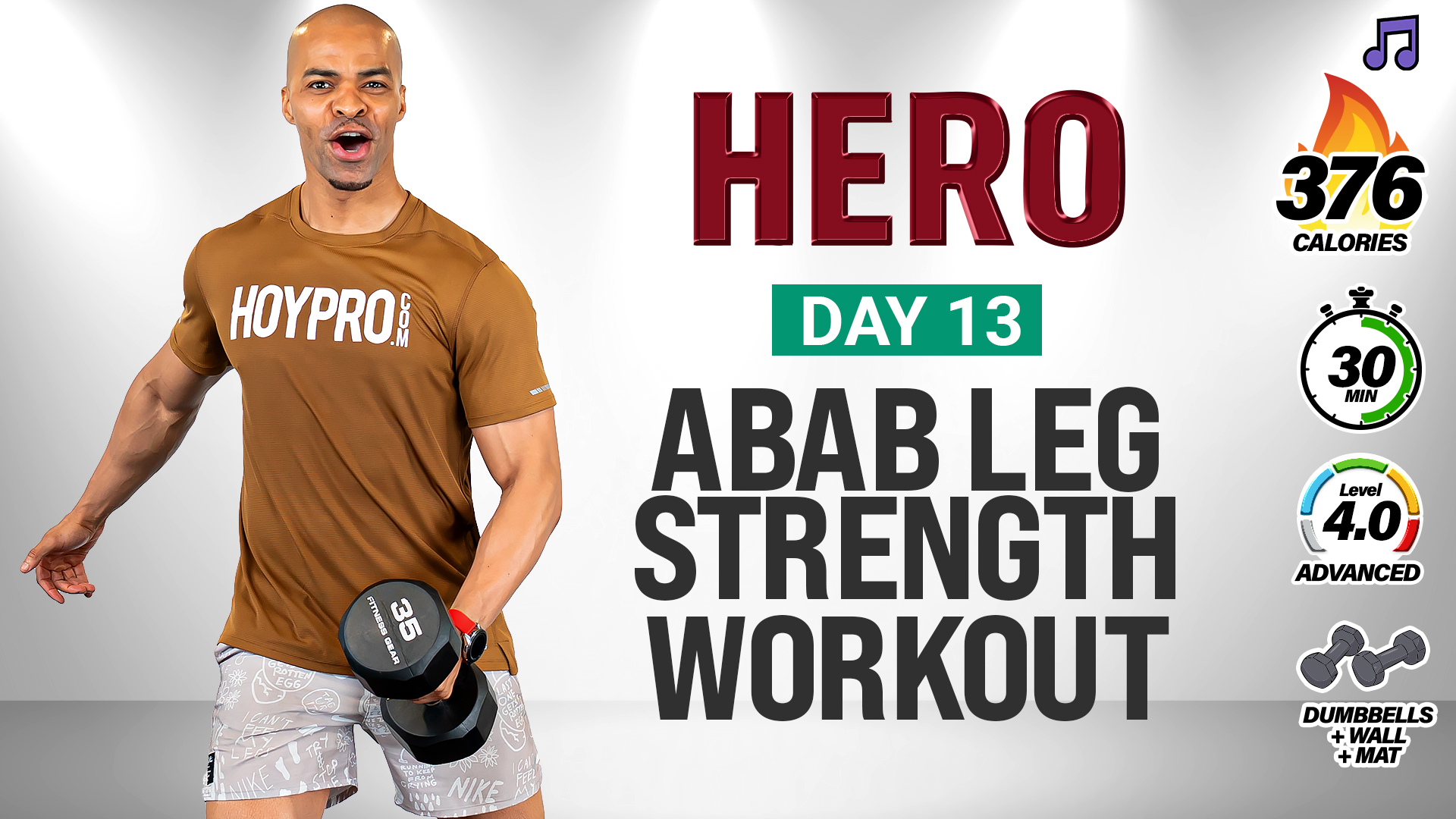 30 Minute Lower Body ABAB Strength (No Jumping) - HERO #013 (Music)