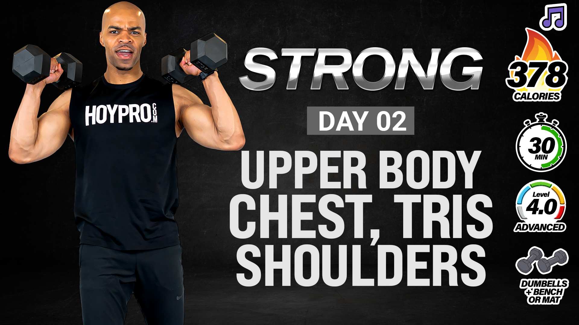 30 Minute Upper Body Chest, Shoulders, Triceps and Back - STRONG #002