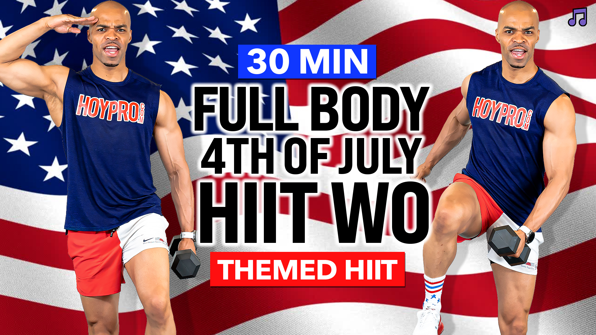30 Minute Independence Day HIIT - 4th of July Themed Workout (Music)