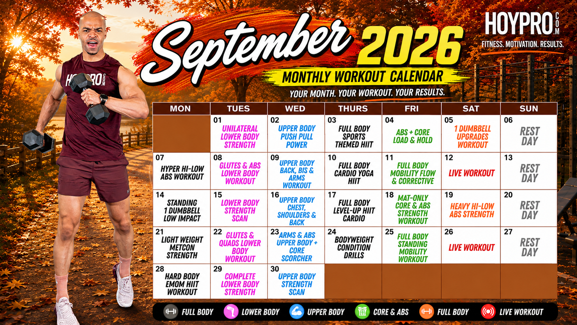 September 2026 Workout Calendar