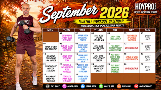 September 2026 Workout Calendar