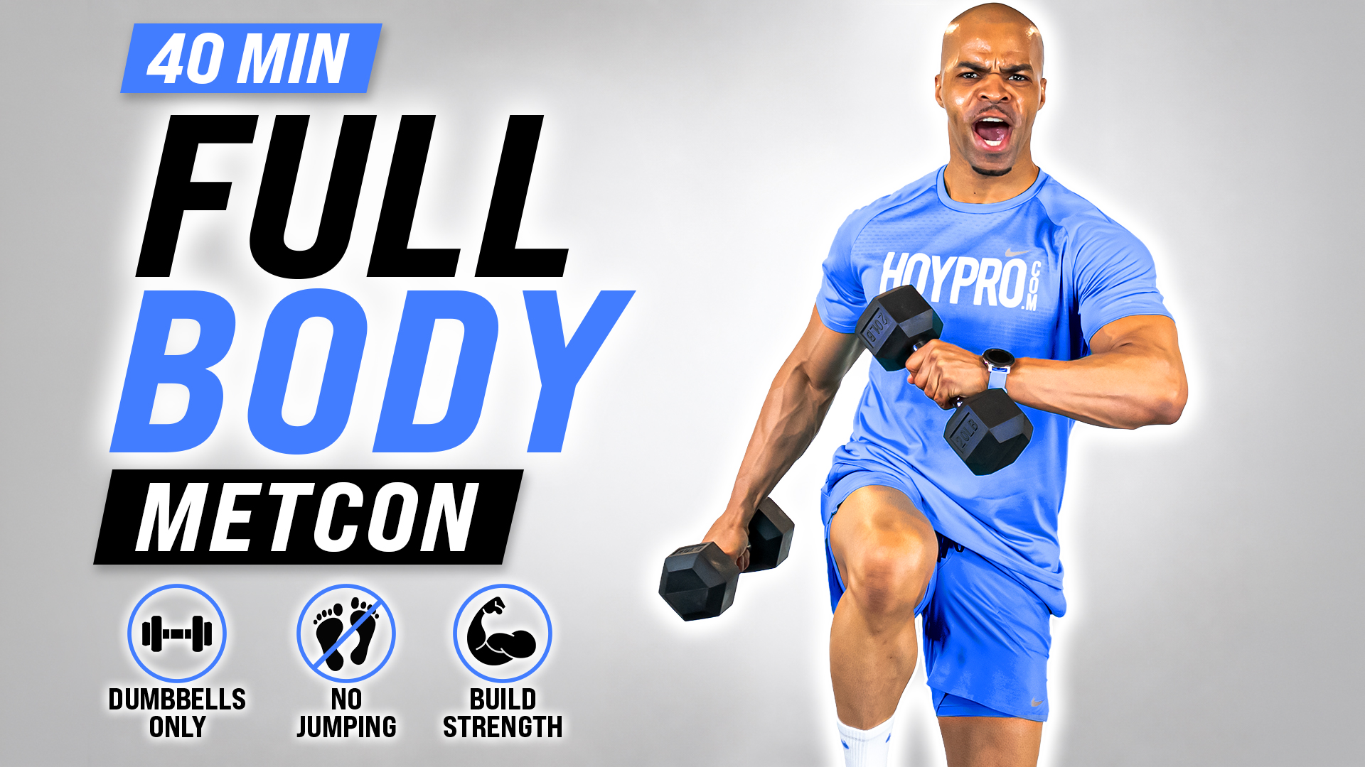40 Minute Full Body METCON Dumbbell Workout (No Jumping)