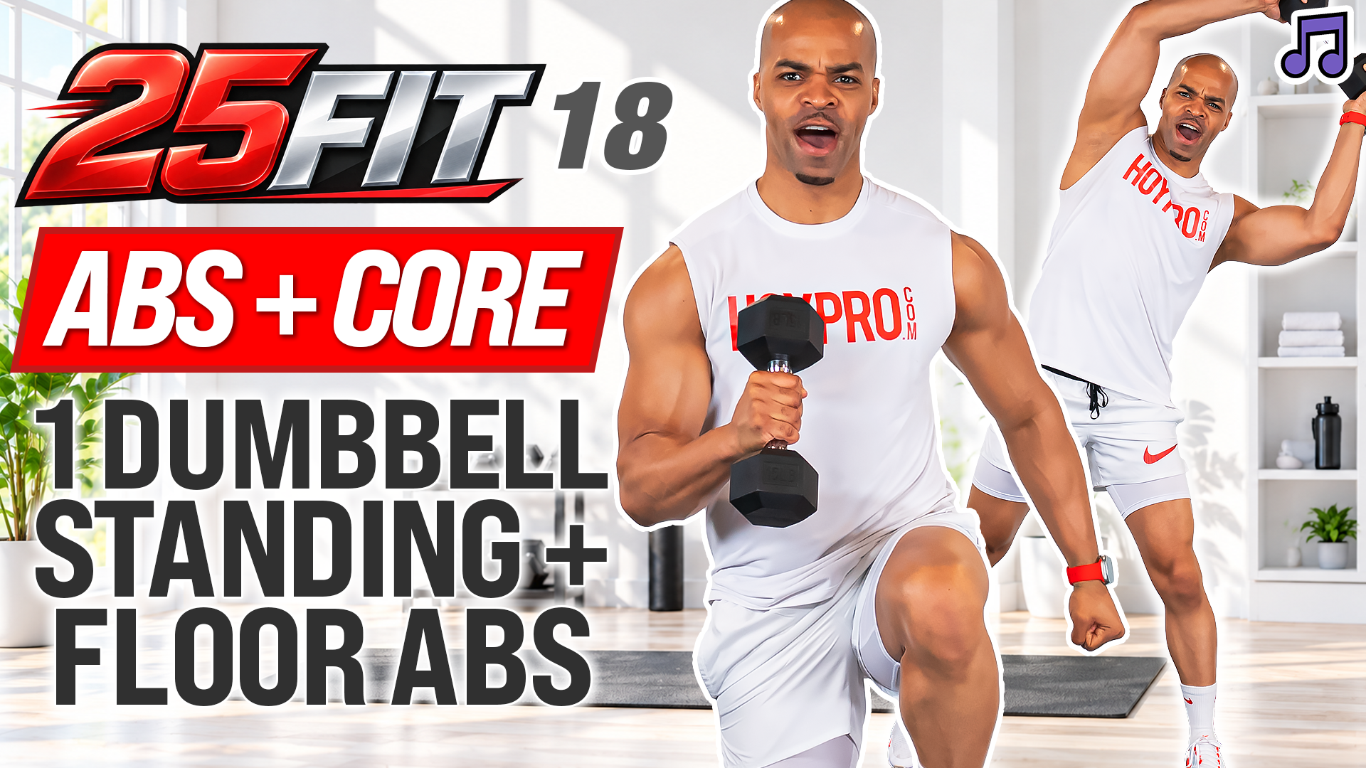 25 Minute One Dumbbell Abs & Core Workout - 25FIT #018 (Music)