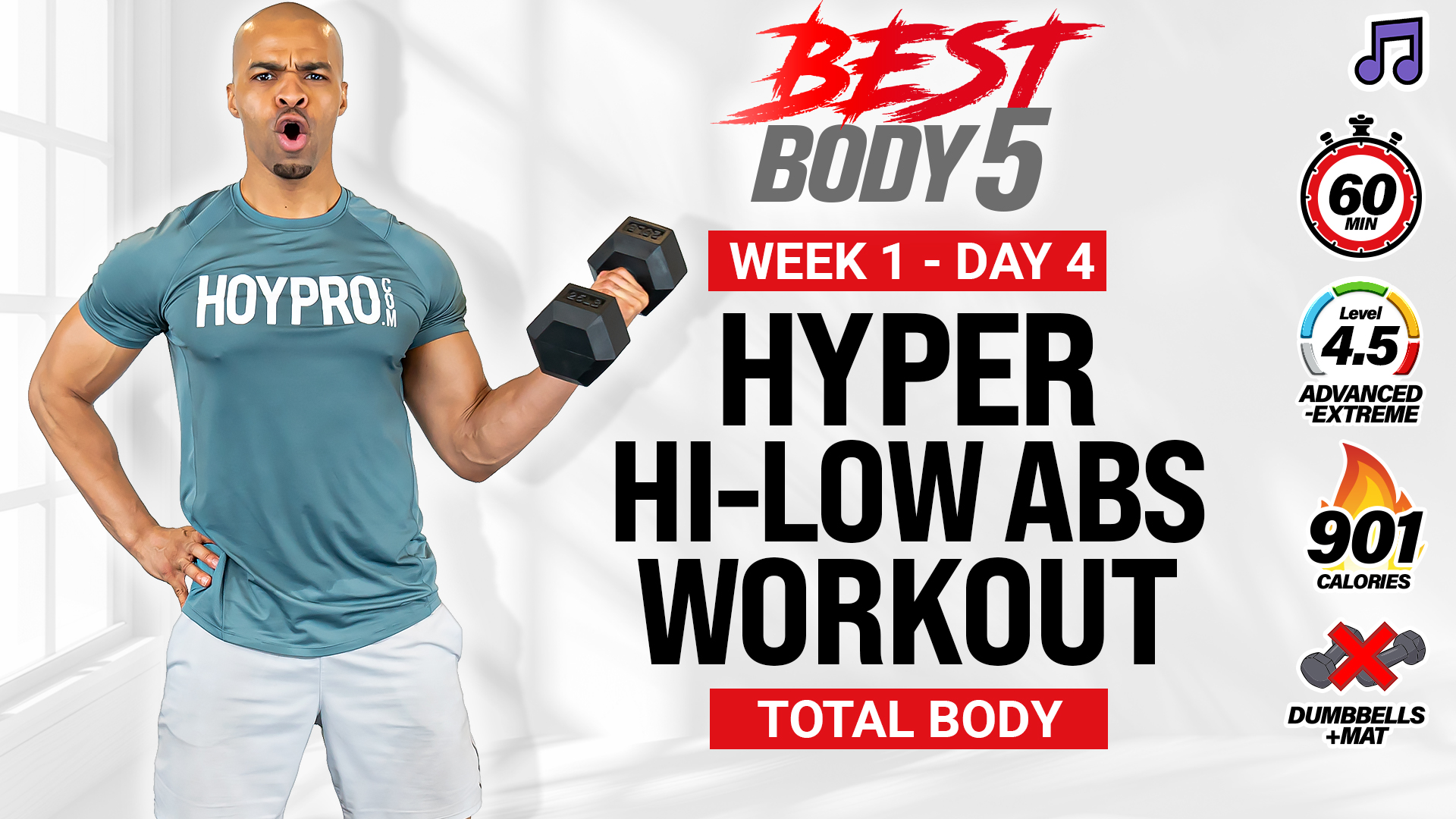35 & 60 Minute Hyper Hi-Low Abs Workout - BB5 W1: Day 4