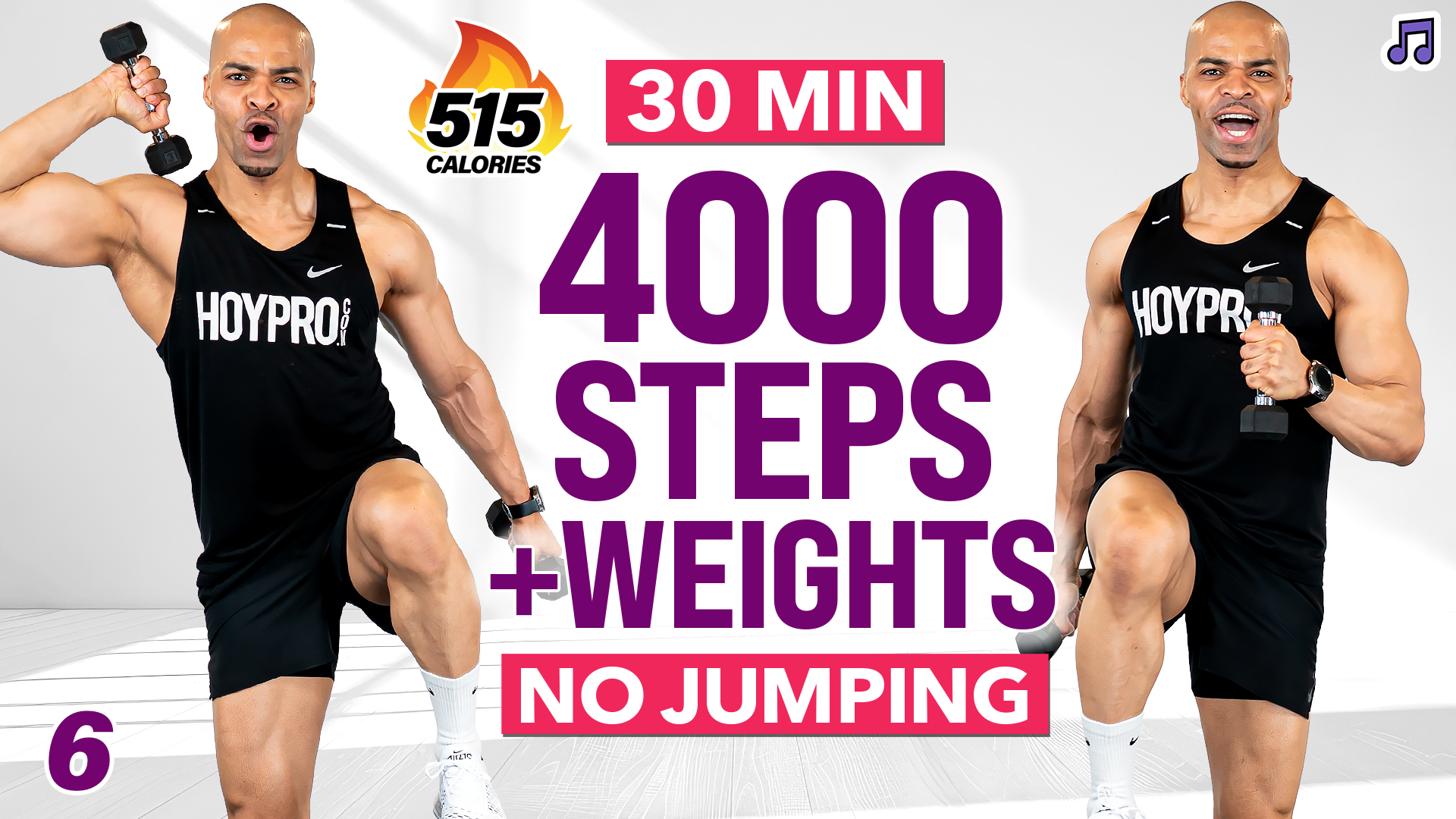 30 Minute Walking Workout with Weights (4000 Steps) - WALK #06 (Music)