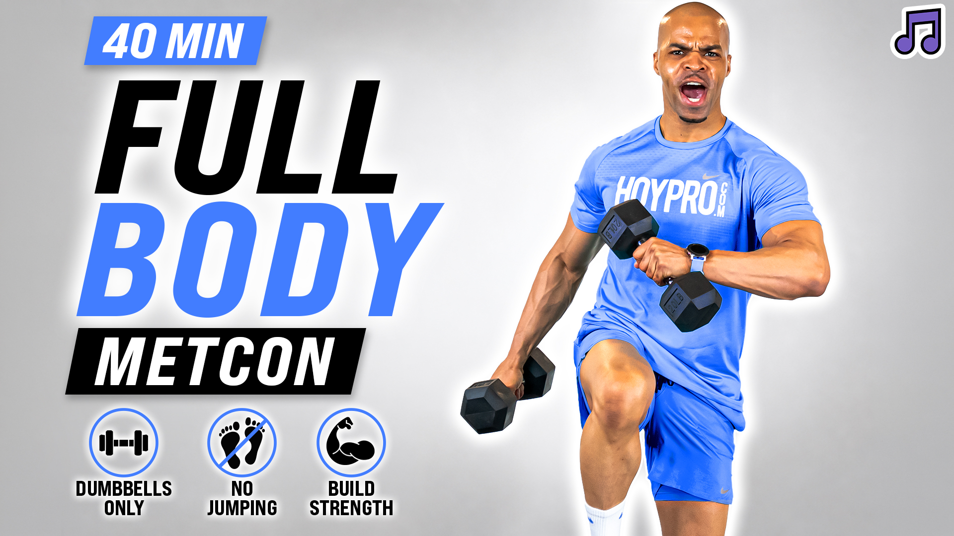 40 Minute Full Body METCON Dumbbell Workout (No Jumping)