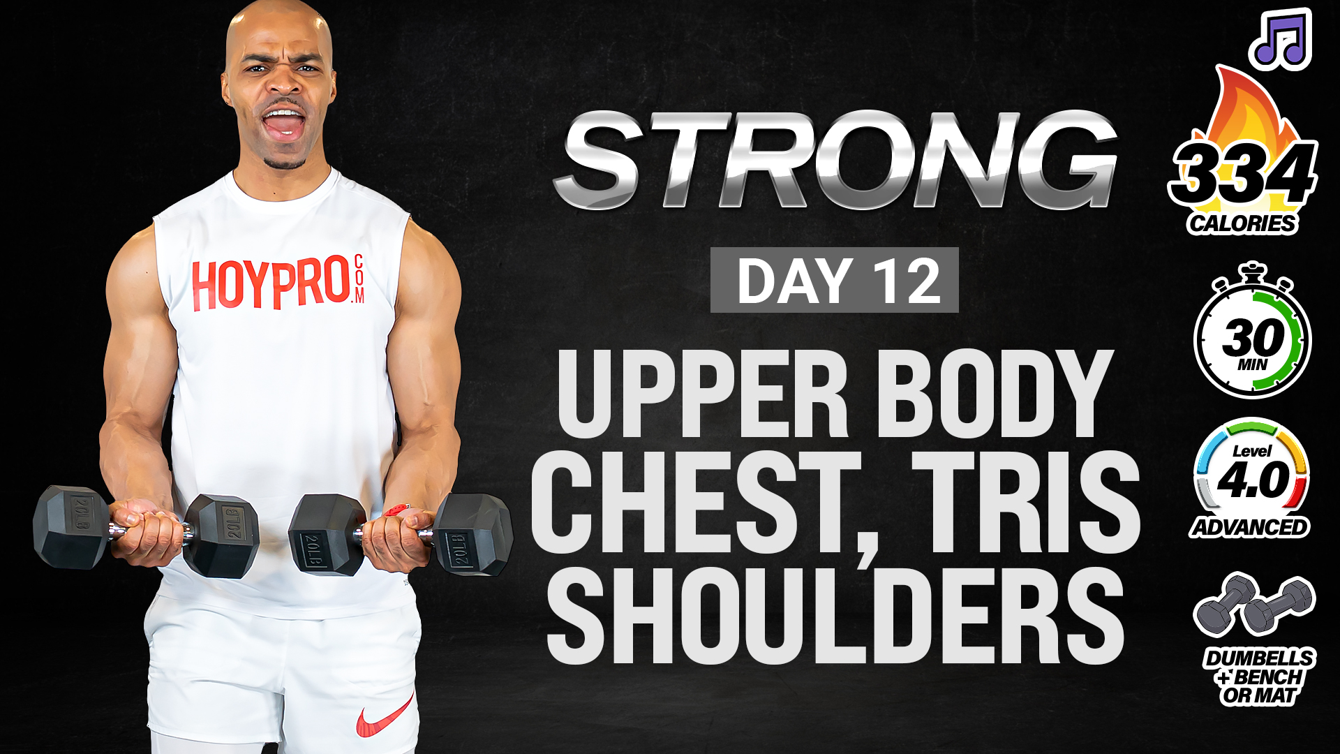 30 Minute ABAB Chest, Shoulders and Triceps Strength - STRONG #012 (Music)