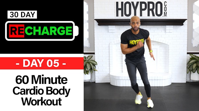 60 Minute No Equipment Cardio Body HIIT Workout - Recharge #05