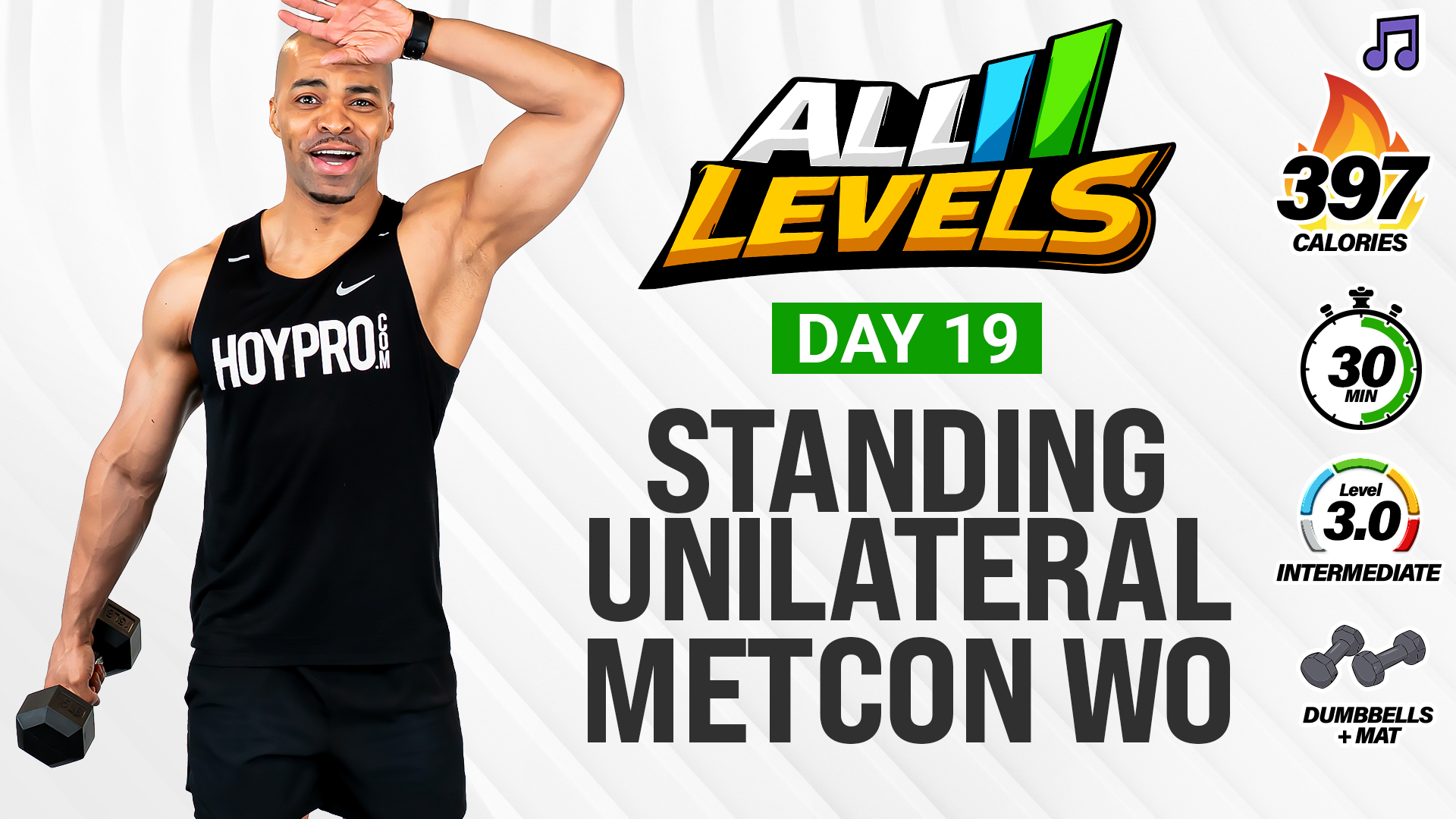 30 Minute Standing Full Body Unilateral Metcon Strength - ALL LEVELS #019