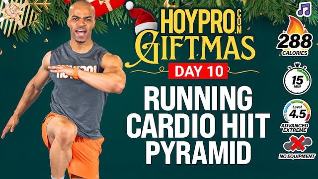 15 Minute Indoor Running Cardio HIIT Pyramid Workout - GIFTMAS Day 10