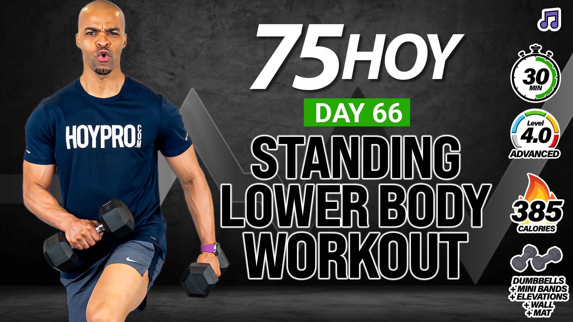 30 Minute Standing Complete ABAB Lower Body Workout - 75 HOY #66 (Music)